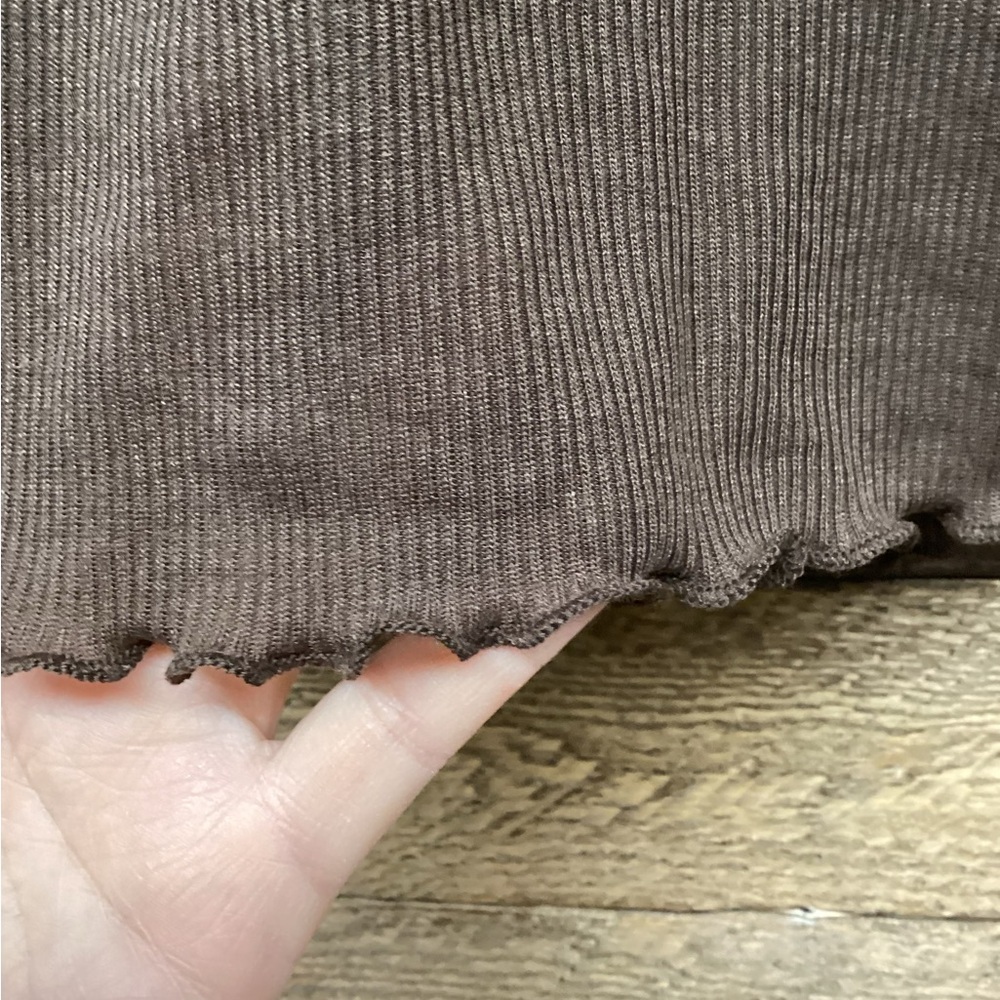 Free People Intimately Brown Ribbed Lettuce Edge Tank Top - Picture 4 of 6